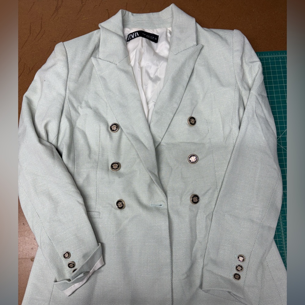 Zara Mint Green Blazer with Silver Buttons